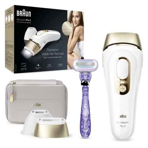 Braun Silk expert Pro 5 PL5157 - IPL For Women, Pulsed Light Epilator, Semi-Permanent Hair Removal At Home, White/Gold