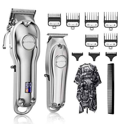 SUPRENT Professional Hair Trimmer, Electric Beard Trimmer, Cordless Hair Trimmer for Men/Kids/Women, Grooming Kit, LED Display, Rechargeable.