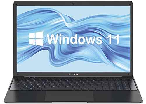 SGIN 15.6" Windows 11 Home Laptop, 8GB RAM 256GB SSD ROM Notebook (512GB TF), Celeron N4020C, Up to 2.8Ghz, 1920×1080 FHD IPS, 2 x USB 3.0, Bluetooth 4.2, Dual Band WiFi (Black)