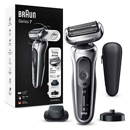 Braun Series 7 Cordless Foil Men's Electric Shaver, Silver Charging Base, Precision Trimmer, Wet & Dry Technology, Rechargeable, 70-S4200cs