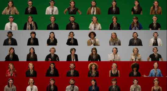 about fifty French personalities sing Baraye to support the Iranian
