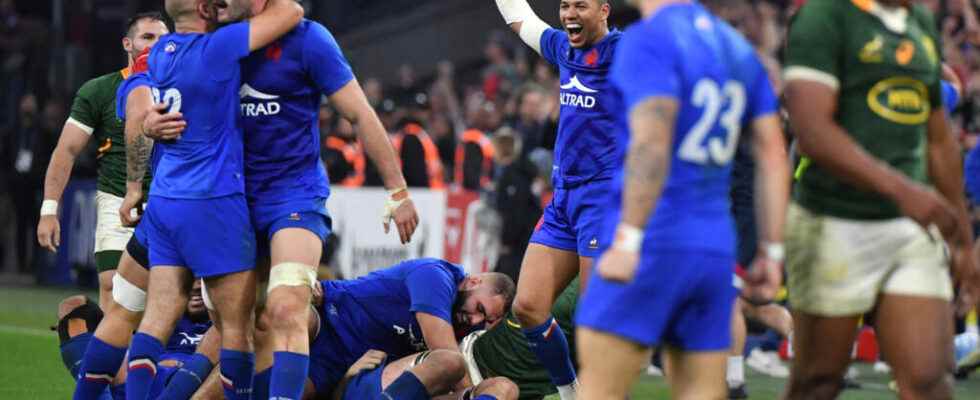 the France team defeats South Africa after a huge physical