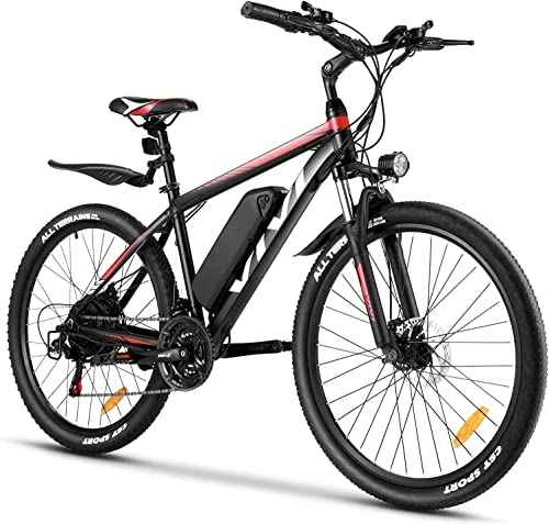 VIVI Electric Bike, 26"/27.5" Electric Mountain Bike, 250W Electric Bike for Adults with Removable 10.4Ah Lithium-Ion Battery, Shimano 21 Speed ​​(Red)