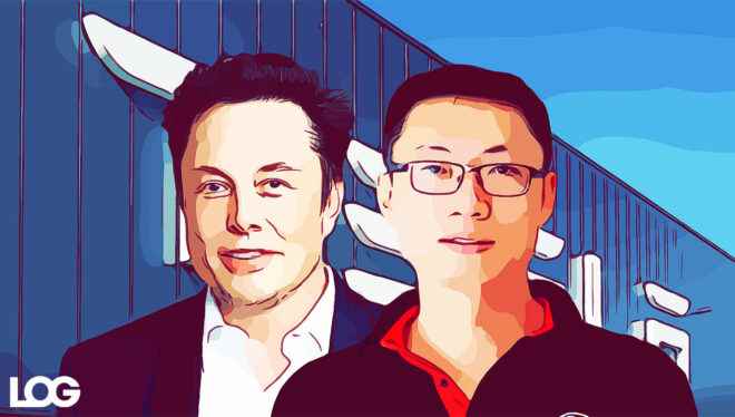 Tesla Elon Musk and Tom Zhu Xiaotong LOG Design