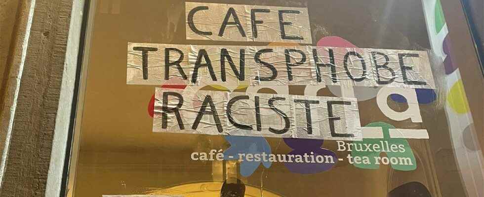 Cafe Laique vandalized Shit the ultimate argument of neo fascist trans