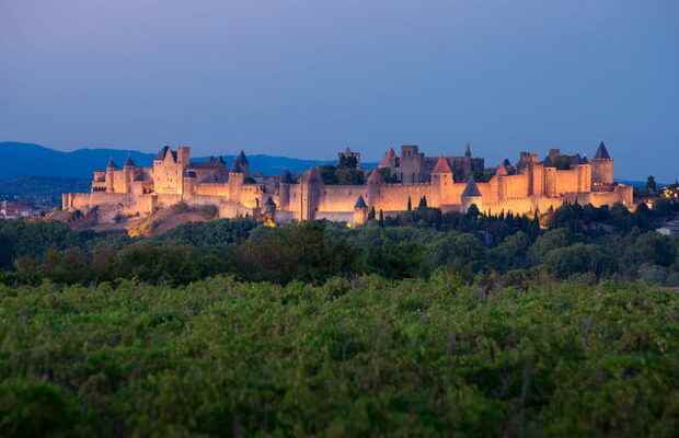The city of carcassonne by night