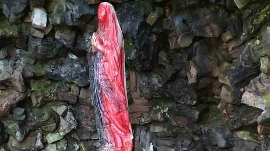 Virgin white statue of the Virgin Mary vandalized in Lourdes