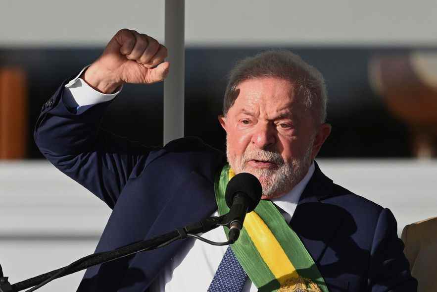 Brazil's new president, Luiz Inacio Lula da Silva, delivers an inaugural speech after his swearing-in ceremony at the National Congress, in Brasilia, January 1, 2023