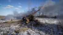 A Russian cannon fires at the Russians a Ukrainian