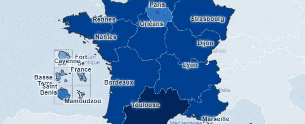 Covid card what impact by department in France