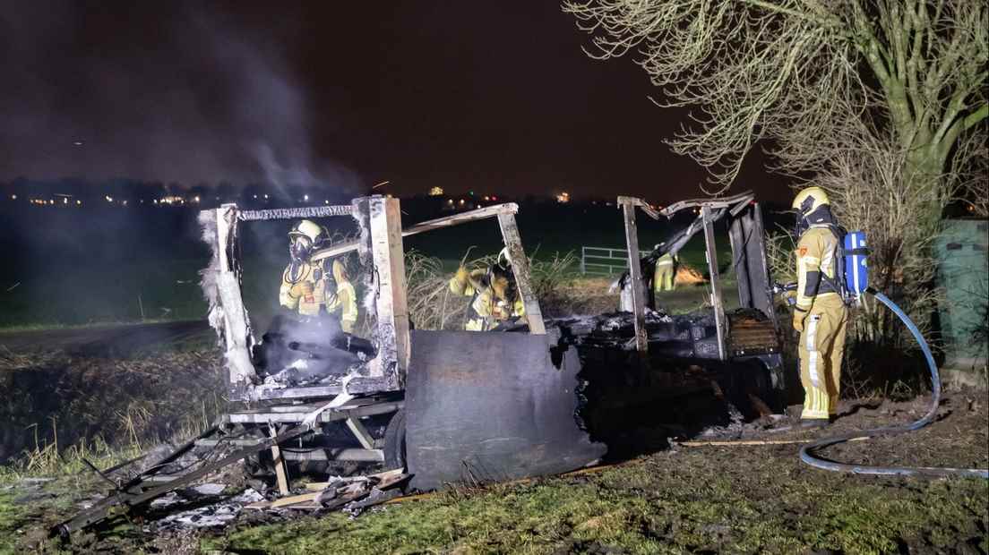 In Bunschoten, a market truck completely burned out.