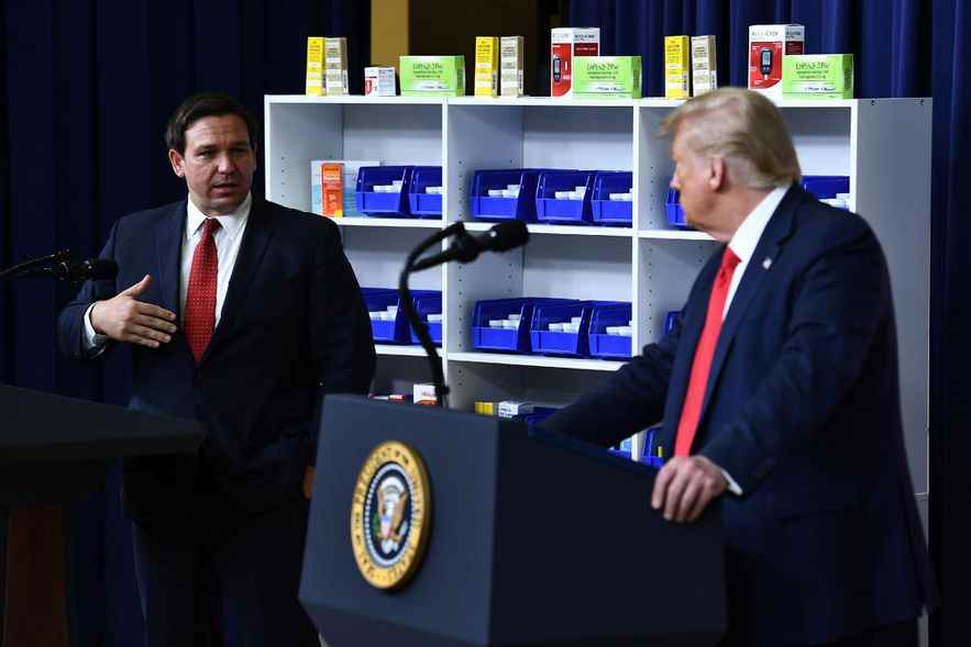 Florida Governor Ron DeSantis and Donald Trump July 24, 2020 at the White House