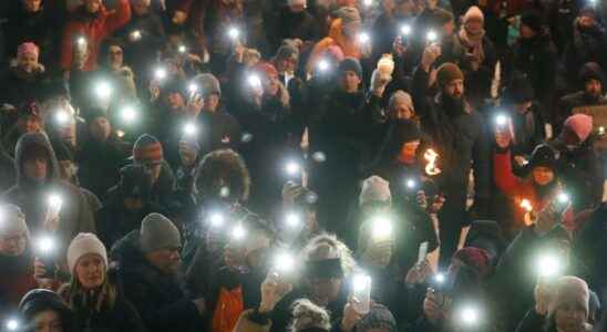 Torchlight procession in Lulea for the dead eight year old