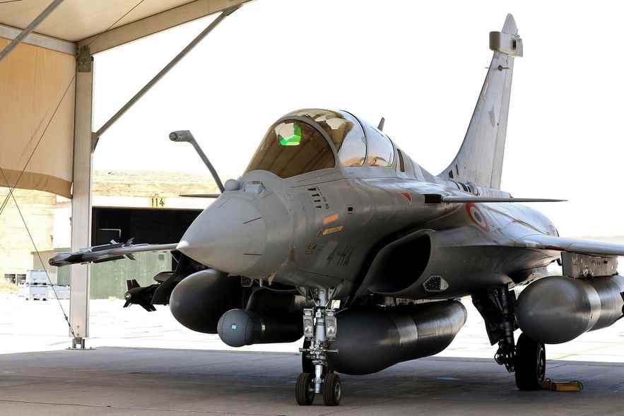 A Rafale fighter jet at a military base in Jordan, July 18, 2017