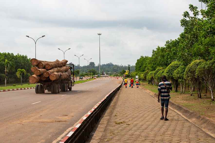 At the entrance to the Nkok special economic zone, near Libreville, Gabon.