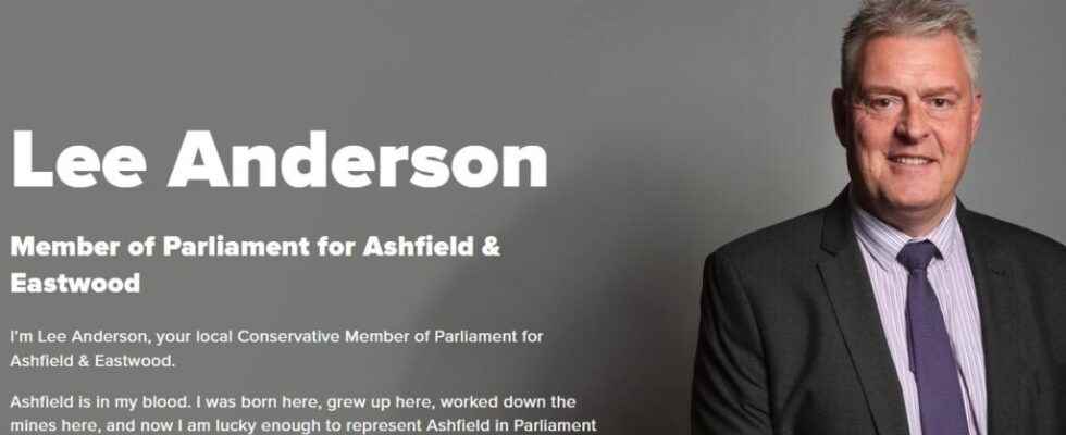 Lee Anderson a vice president who clashes with the conservative party